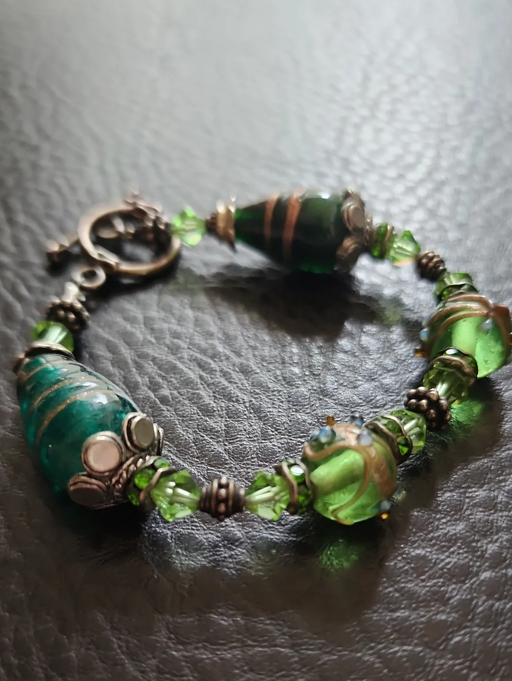 Green Glass Bead Bracelet with Sterling Silver Accents - Elegant Women’s Jewelry